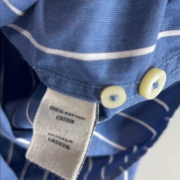 Abercrombie & Fitch Muscle Striped Casual Shirt Blue White Moose Pocket Logo XL - Picture 9 of 13